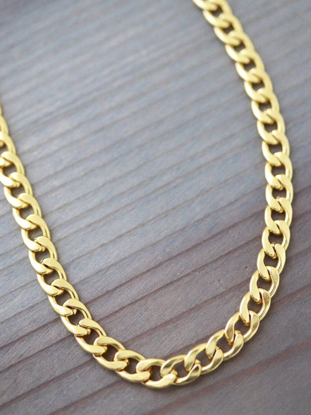 6mm 20inches Curb Cuban Chain Necklace 18k Gold Plated Stainless Steel